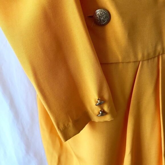 Vintage 80s Algo yellow trench jacket dress size 9 - Picture 5 of 11
